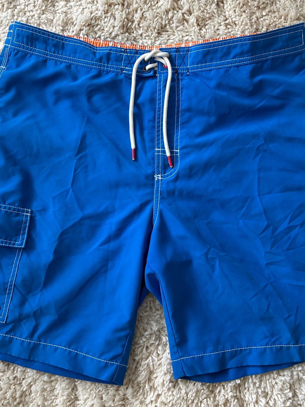 Tommy Bahama Royal Blue Swim Board Shorts with Orange Waist Trim